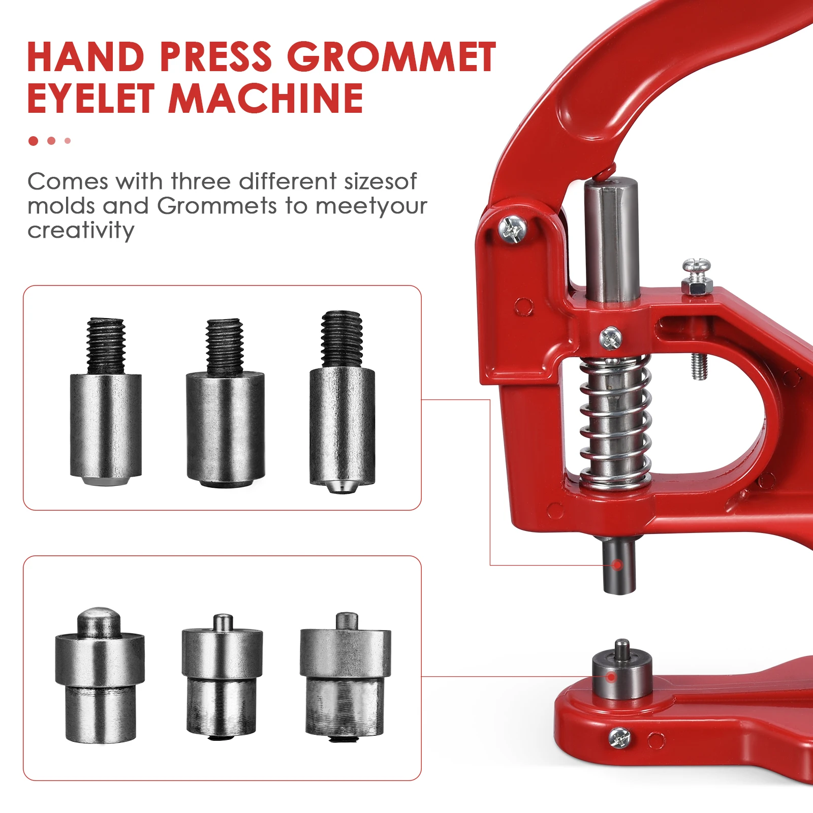 

Hand Press Grommet Machine Eyelet Tool Kit with 3 Dies 3000Pcs Grommets Eyelet and Hole Punch Tool Kit for Banner (#0#2#4)