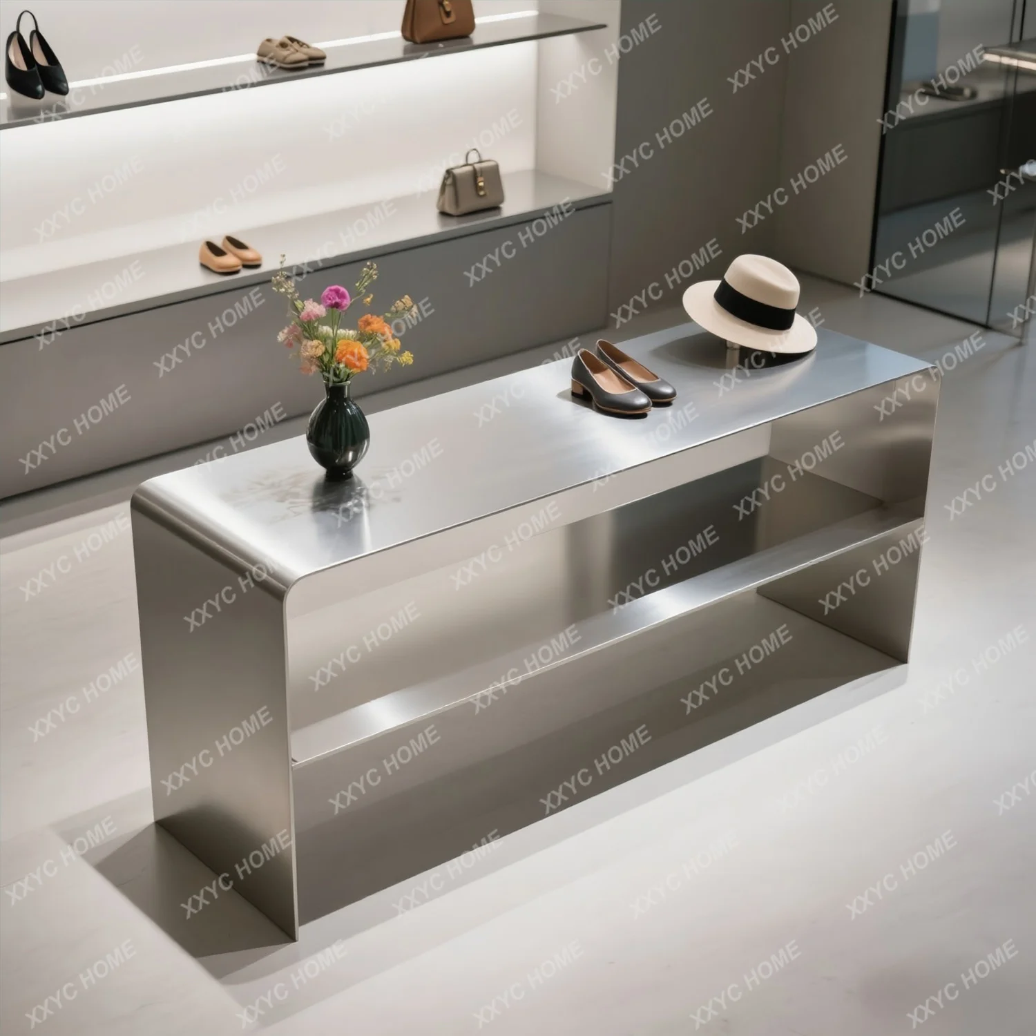 Clothing store stainless steel display stand rectangular display table
