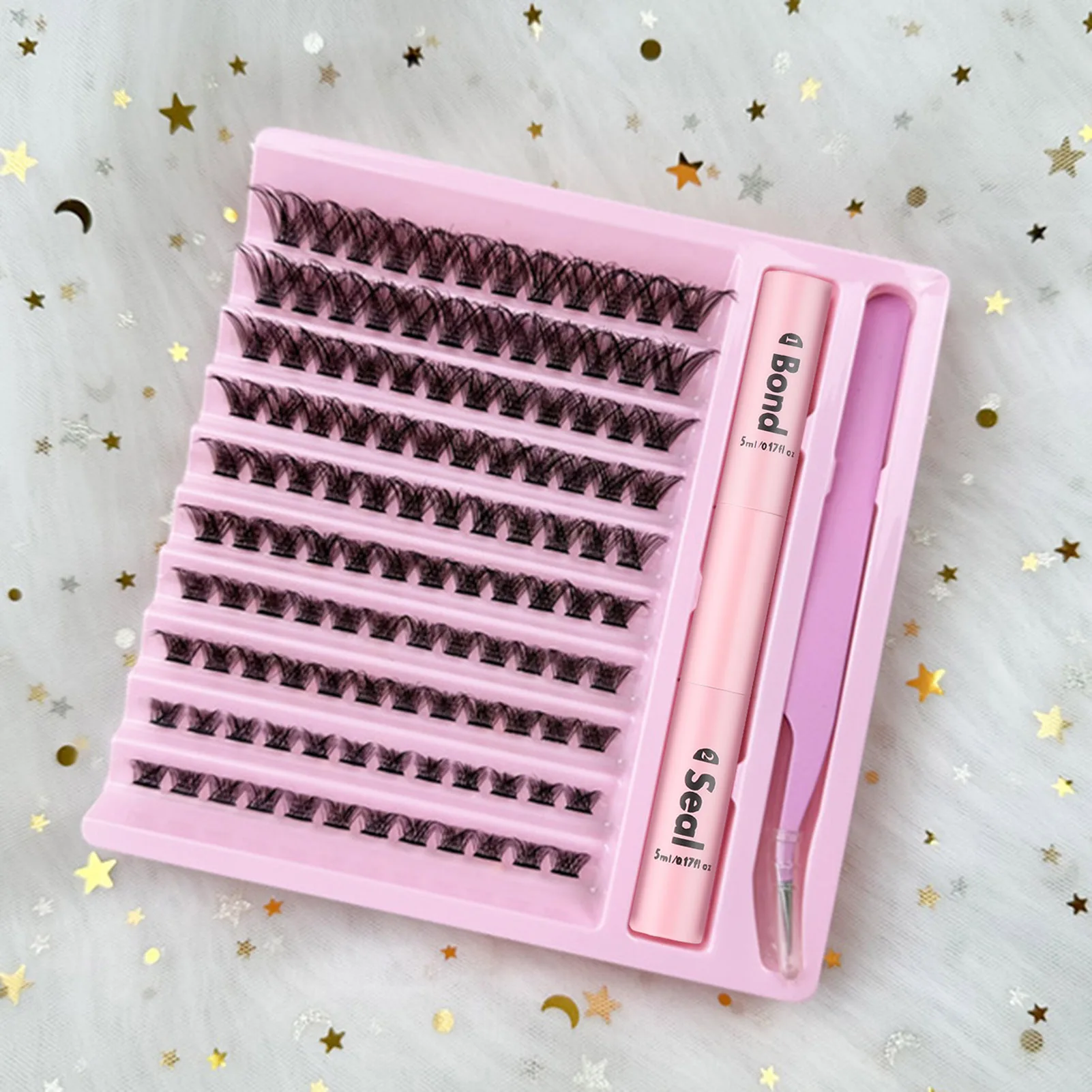 속눈썹 120개 클러스터 래쉬 본드 및 실 메이크업 도구 DIY 속눈썹 연장 키트 (속눈썹 접착용 접착제 액세서리 포함)