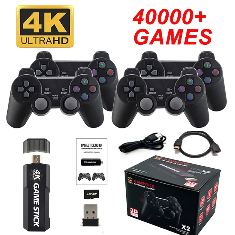 Игровая консоль GD10 4K 128G 40000 ретро-игр, видеоигровая консоль с HD выходом и беспроводными контроллерами для PSP PS1 GBA, подарок на день рождения