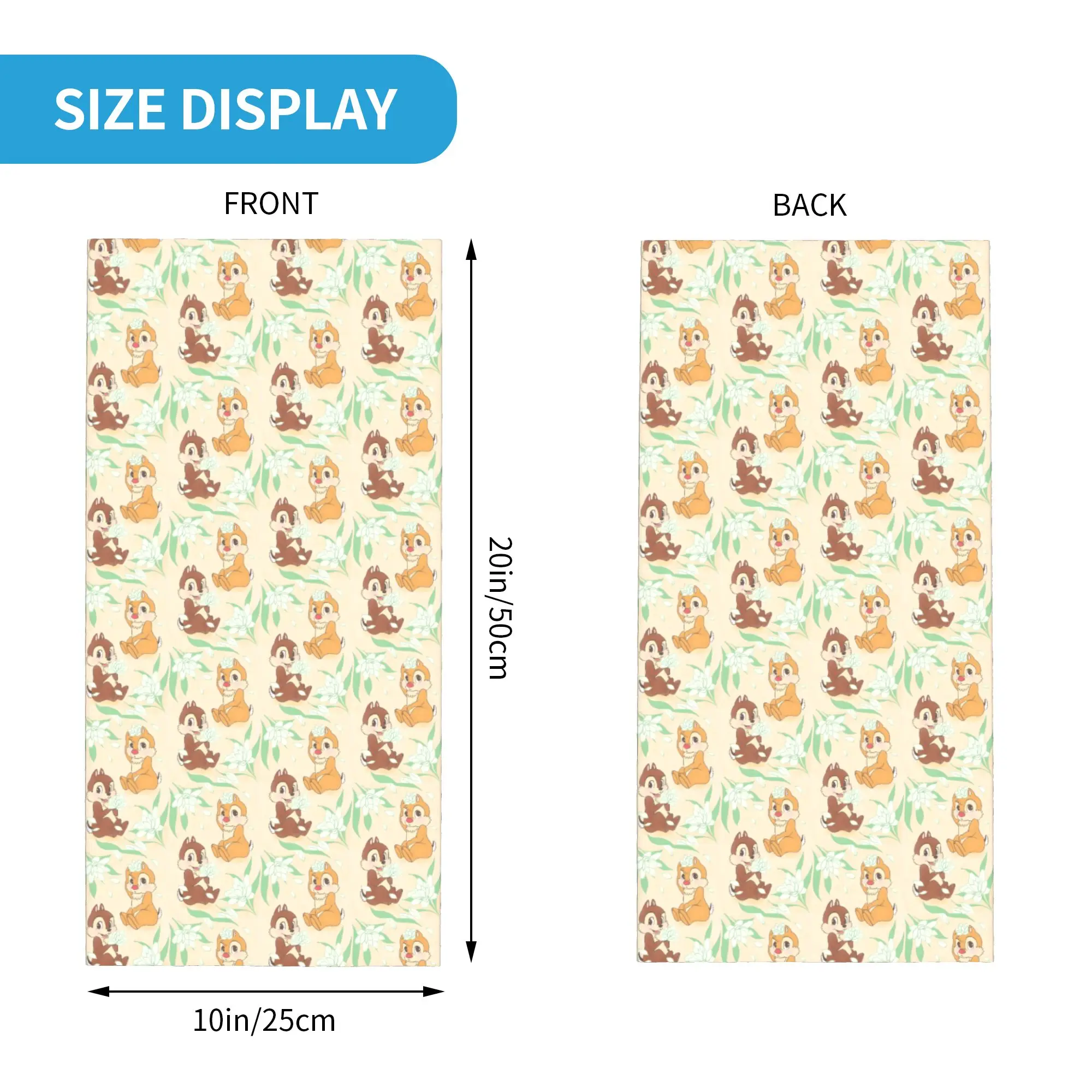Custom Cute C-Chip And D-Dale Bandana Neck Warmer Women Men Winter Ski Tube Scarf Gaiter Animation Face Cover view 2