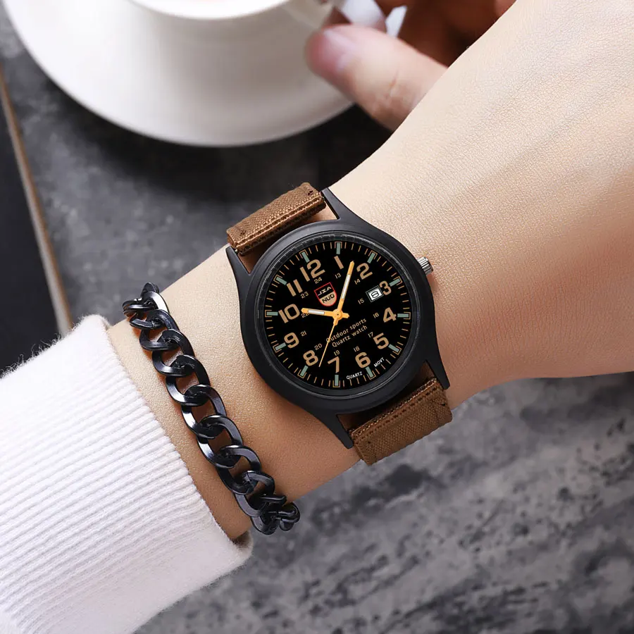 

New sports men's watch, simple and casual men's quartz watch, nylon strap digital calendar watch, men's watch