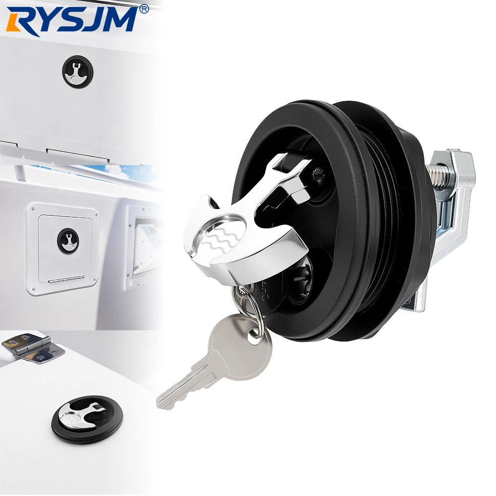 Marine Boat RV Yacht Deck Hatch Lock 316 Stainless Steel Round Flush Pull Lift Handle Latch With Key Hardware Accessories