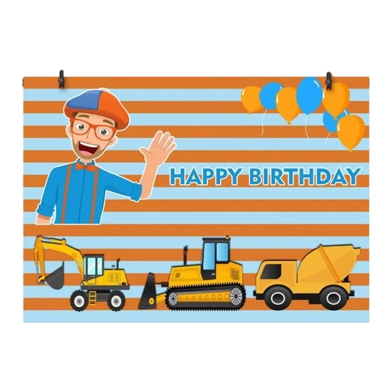 Englische Lehrer-Geburtstagsdekoration im Blippi-Thema: Teller, Becher, Ballons, Banner, Hintergrund, Geschenktüten und Partyzubehör – Detail 23