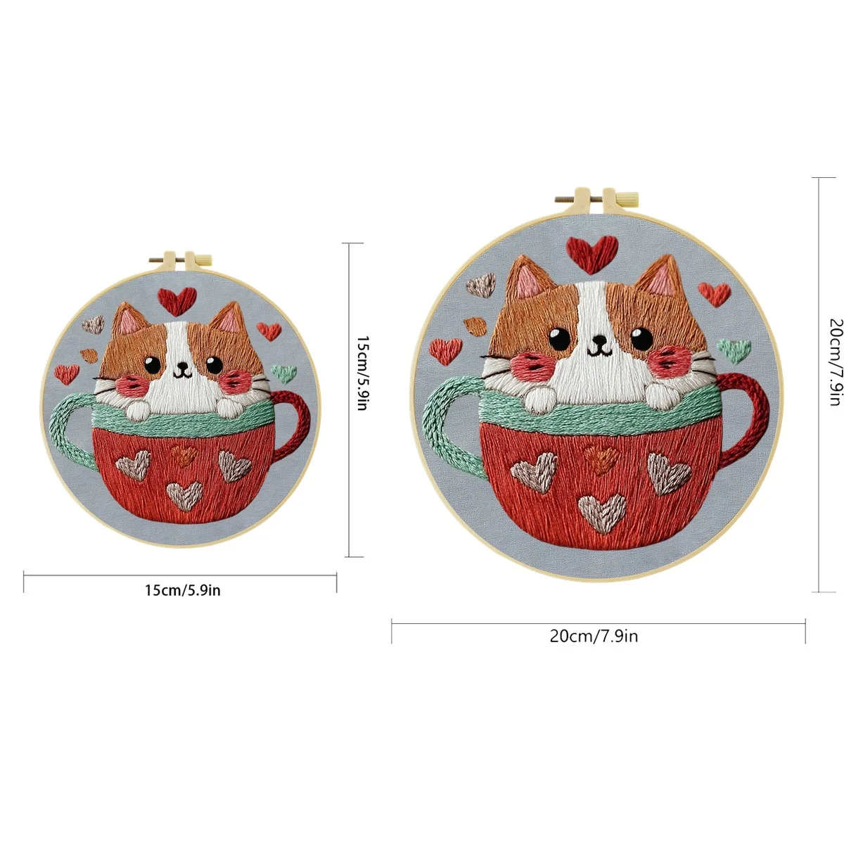 Katze in Teetasse 1 Stück DIY Stickerei-Material-Set für Anfänger Stickerei-Starter-Kit Kreuzstich-Kunst als Geschenk Nadelarbeits-Bastelzubehör – Detail 2