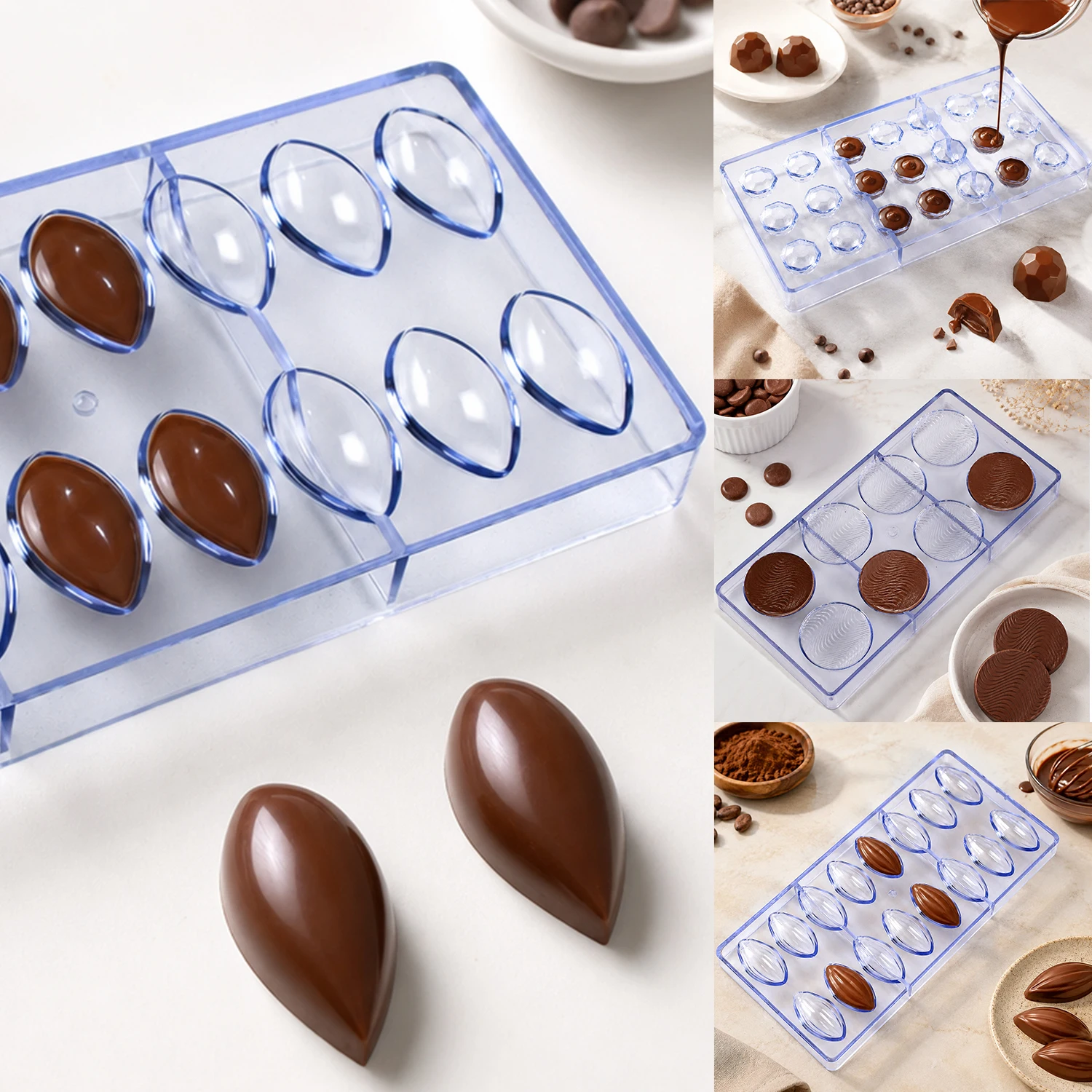 1PC Polycarbonate Chocolate Mold Pineapple Lips Design Oval round Square Cylinder Food Grade Hard Bonbon Mould for Homemade Cand