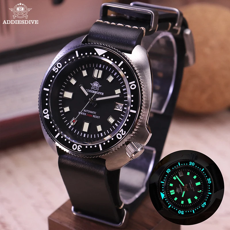 ADDIESDIVE Vintage Wristwatch men Sapphire Glass NH35 Automatic Mechanical Calendar Display 200m Waterproof C3 Luminous Watch