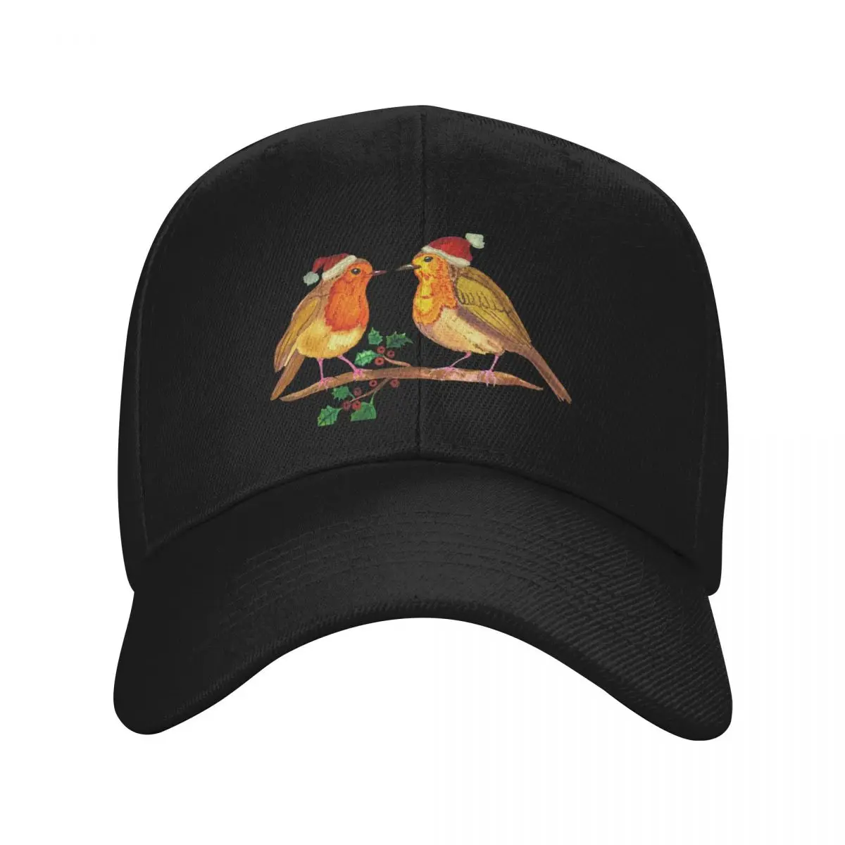 

Watercolour Robin Christmas Birds Baseball Cap Cosplay Gentleman Hat Luxury Man Hat Anime Hat Women Men's