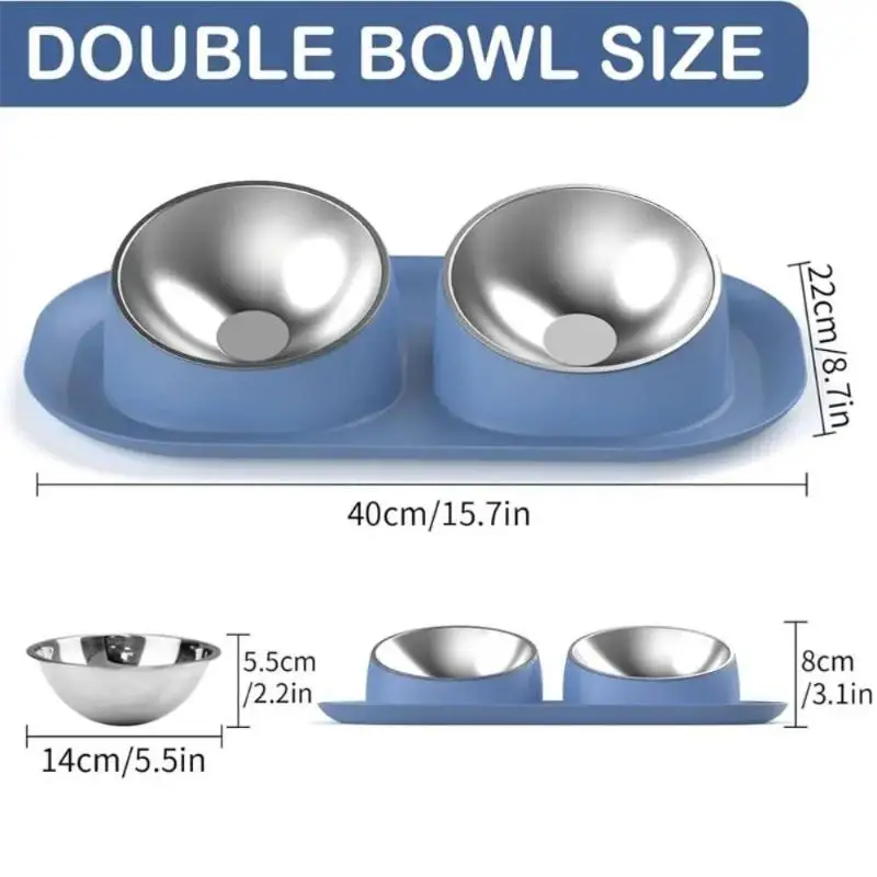 Food Water Bowls Multifunctional Protect Cervical Spine Stainless Steel Mess Proof Elevated Pet Bowl Anti-flip Stable Dog Cat