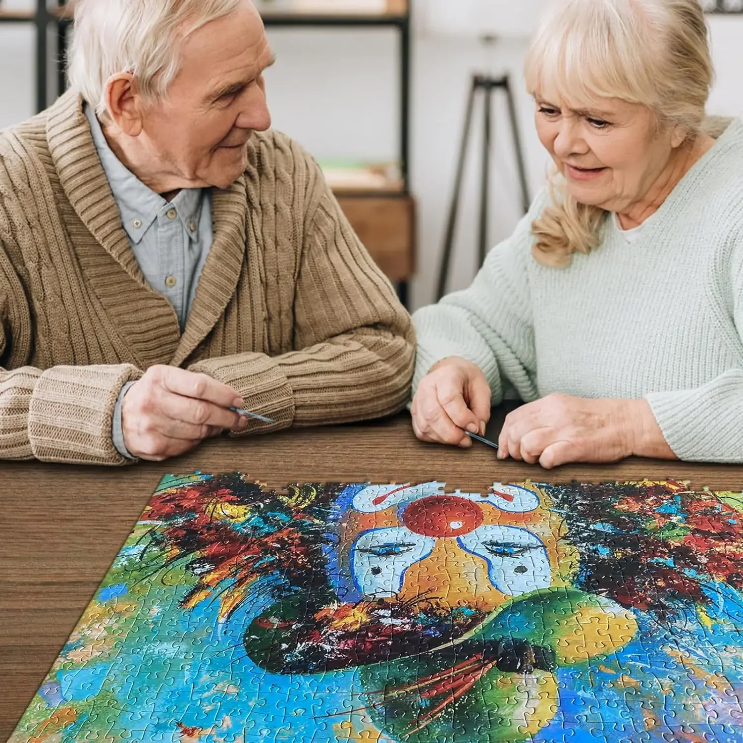 لغز 1000 قطعة لغز للبالغين لعبة مهارة اللغز المستحيلة لجميع أفراد الأسرة لغز ملون، هدية ألغاز #4