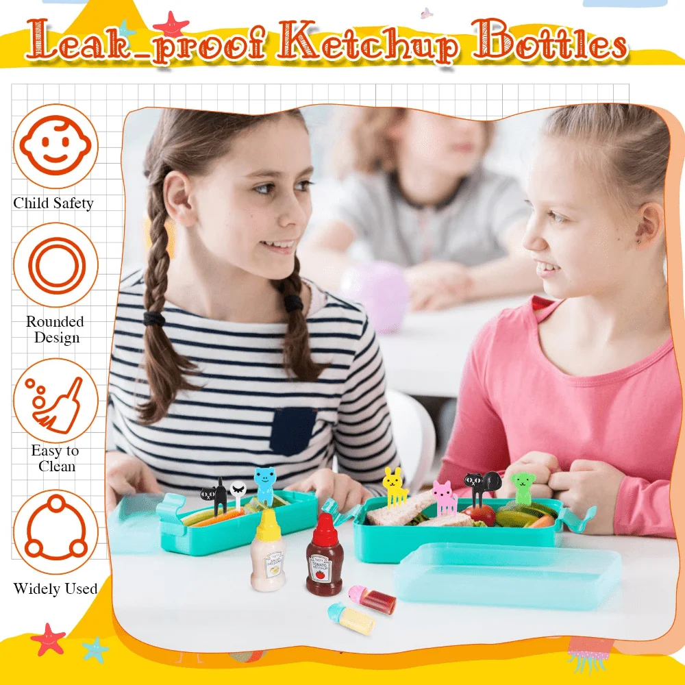 Schattige Mini-Dier Cartoon Voedsel Plukt Kinderen Snack Cake Dessert Voedsel Fruit Vorken Siliconen Lunchbox Verdelers