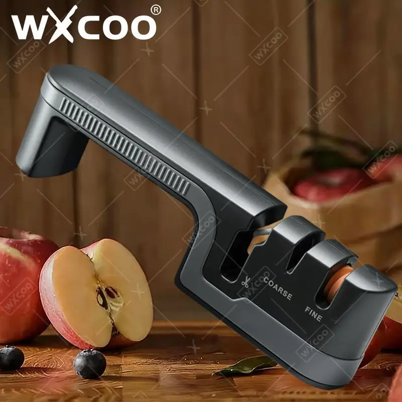 WXCOO Manueller Messerschärfer Multifunktionales Küchenschärfgerät für Messer und Scheren Handgehaltener Schleifstein