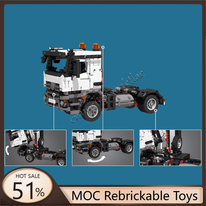 

1275 деталей MOC City Engineering: Модель грузовика с плоской платформой, технологичный конструктор, креативный набор для детей, игрушка, подарок на день рождения