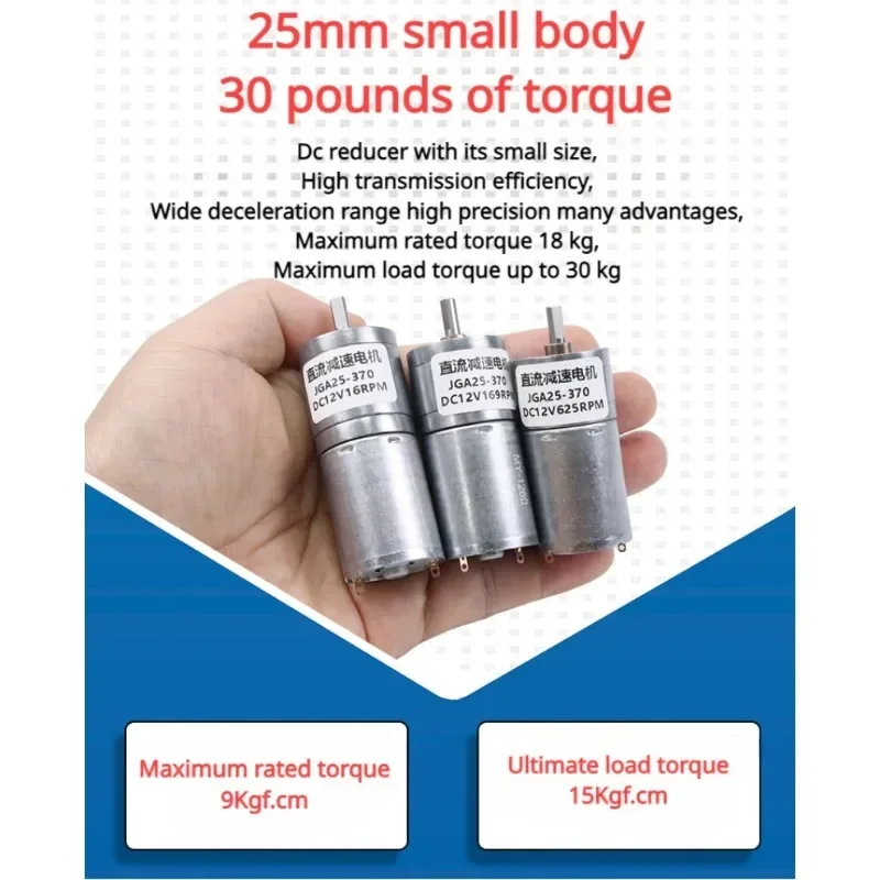 JGA25-370 motoreduktor DC silnik 6V 12V 24V elektryczny motoreduktor wysoki moment obrotowy 5/10/15/30/60/100/150/200/300/400/500/1000/1200 obr/min