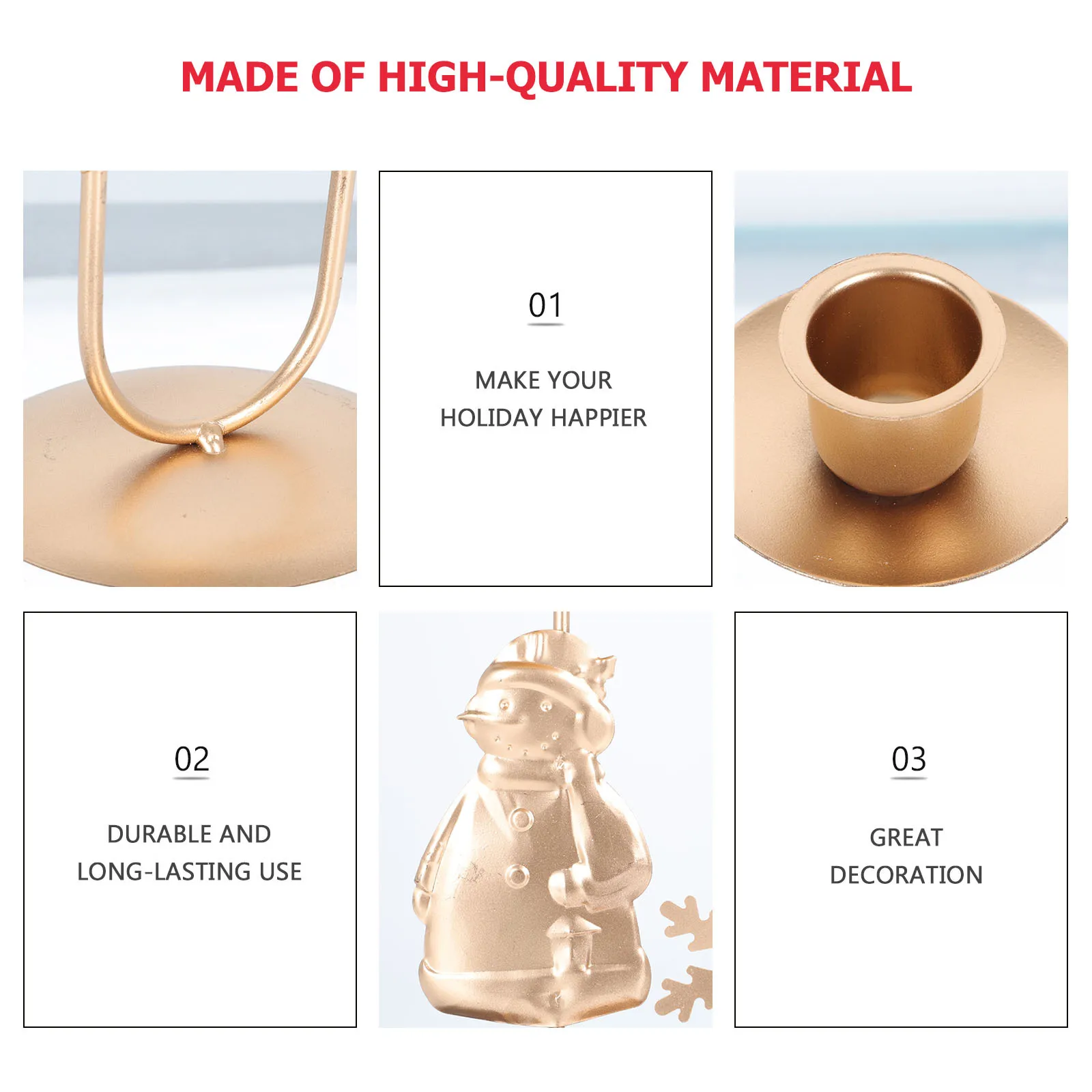 

2Pcs Xmas Candlestick Set Metal Stand with Tree Snowman Design Modern Fireplace Decor for Christmas Table Decoration