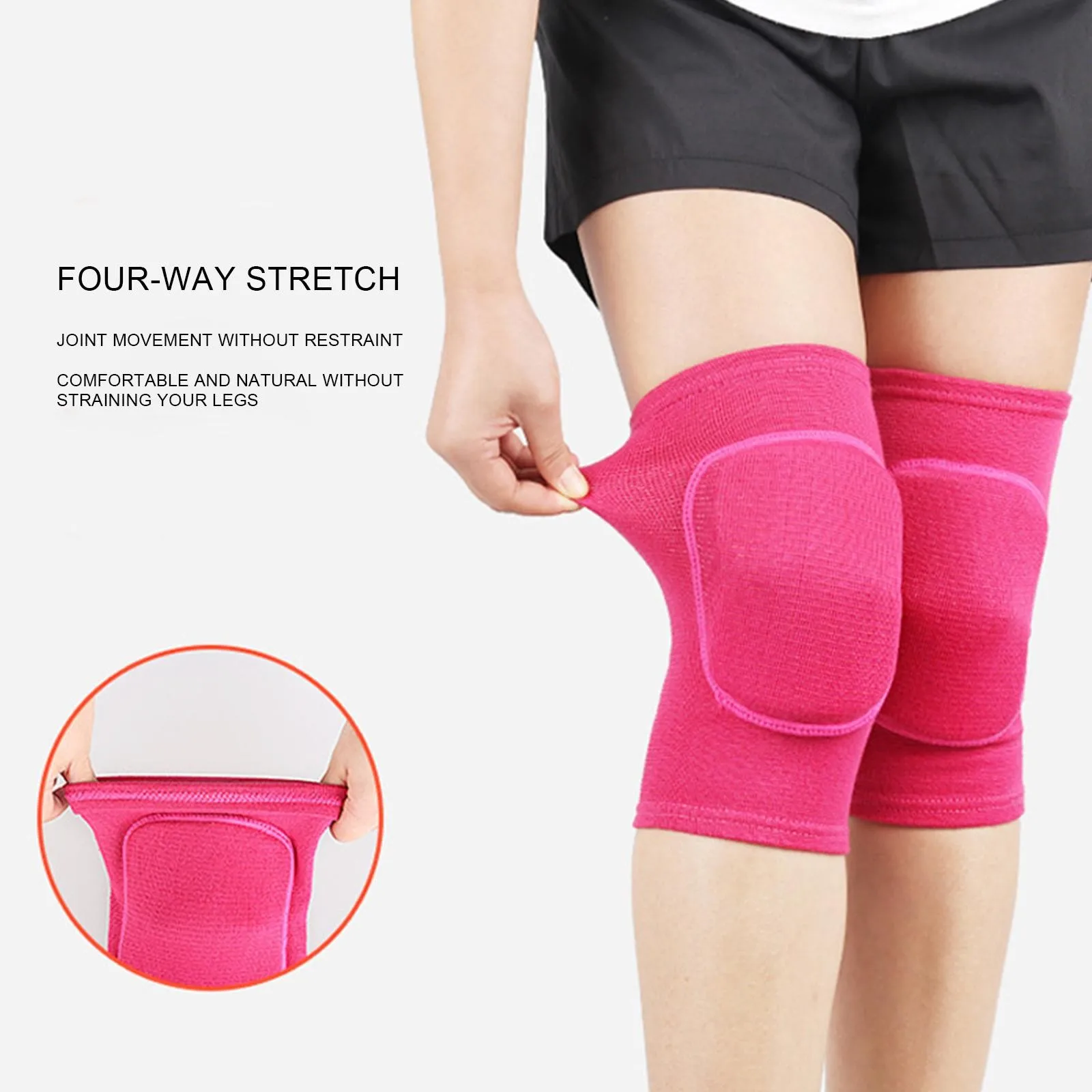 2 Stück Sport-Kompressions-Knieschützer, elastischer Knieschutz, verdickter Schwamm, Kniebandage, Unterstützung für Tanzen, Workout, Training – Detail 10