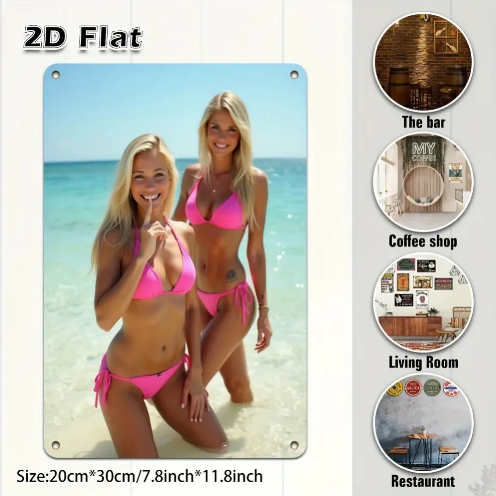 2D Bikini-Mädchen Leinwandkunst Moderne Heimdekoration Wandbild für Bar Café Geschenk
