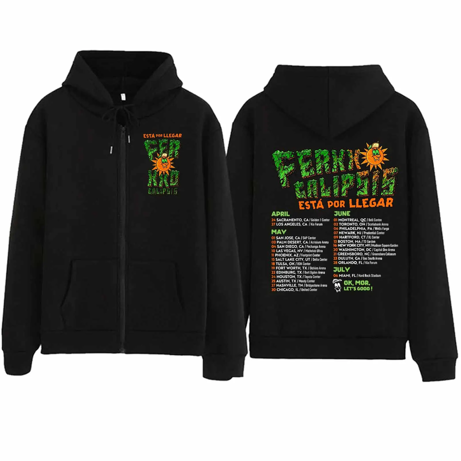 

Feliz Cumpleanos Ferxxo Feid World Tour 2024 Zipper Hoodie Harajuku Pullover Tops Sweatshirt Streetwear