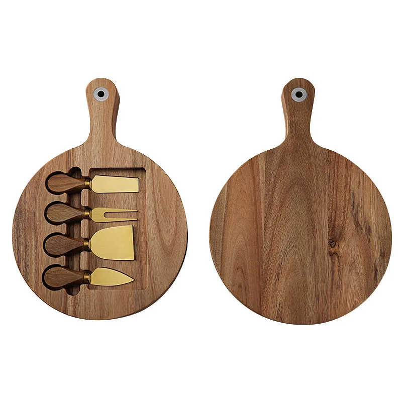 Acacia wood cutting board steak cutting board wooden cheese cheese board set with stainless steel