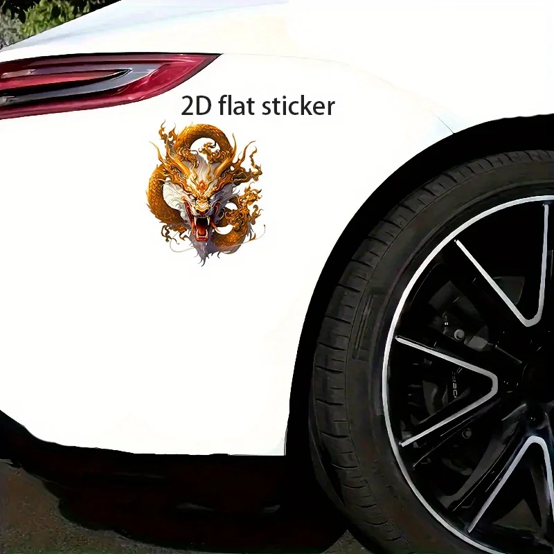 Powerful Golden Dragon Vinyl Decal, 2D Flat Sticker for Cars, Motorcycles, Helmets, Bumpers, Laptops Walls & Windows Disposable.