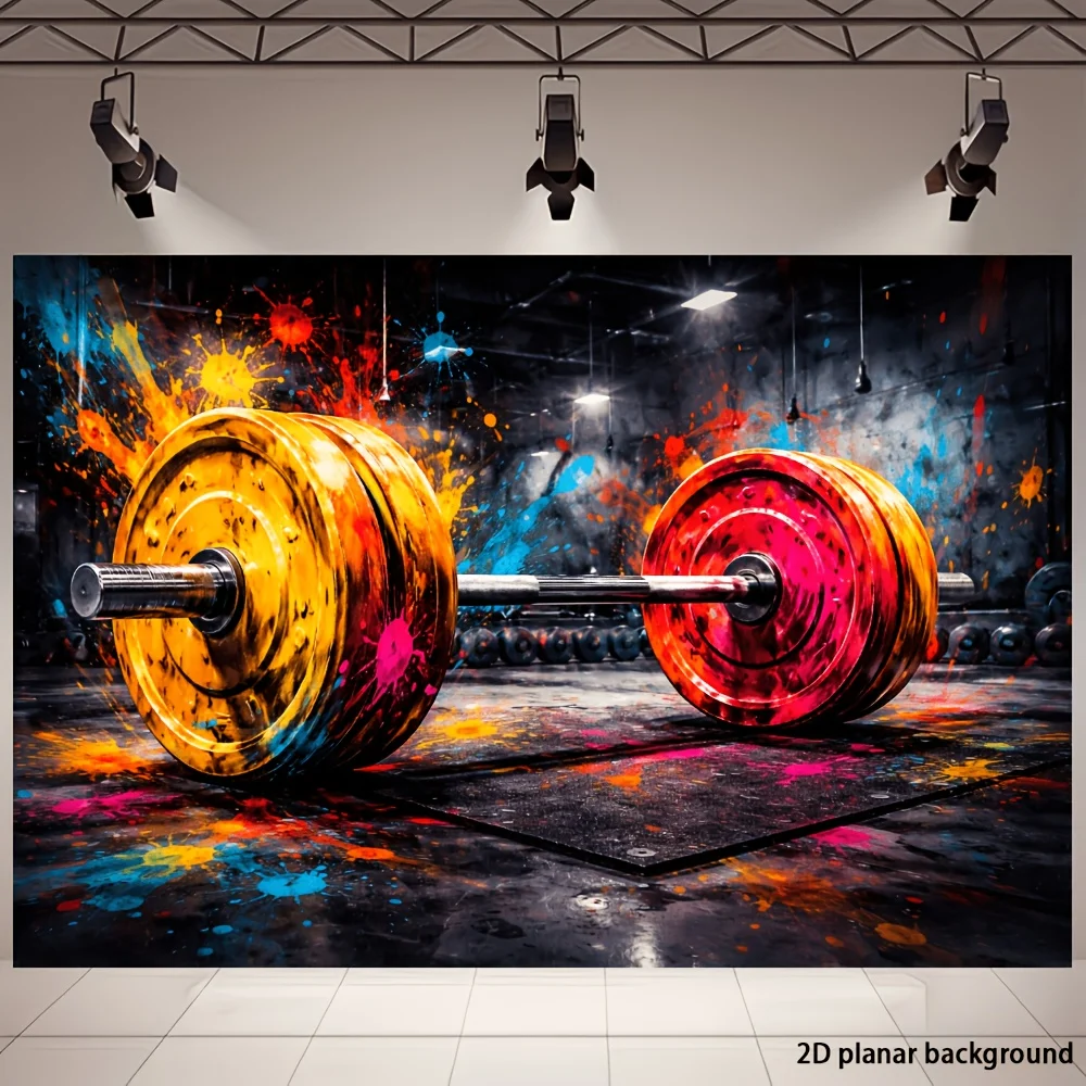 Dynamic Gym Fitness Workout Tapestry Wall Hanging Weights Dumbbell Powerlifting Room Decor Sporty Polyester Polyester Athletic