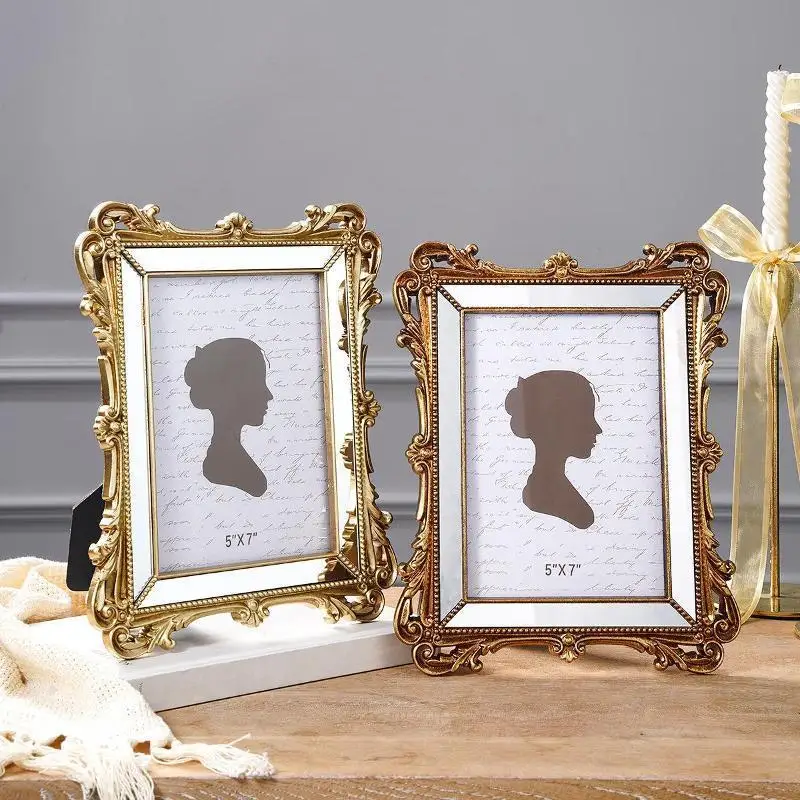 7-inch European Gallery Resin Picture Frame Golden French Style Frame Picture Frame For Sofa Background Wall Decoration Item