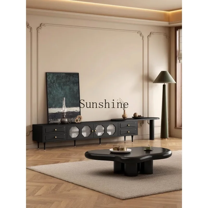 Simple modern living room antique small apartment telescopic TV cabinet