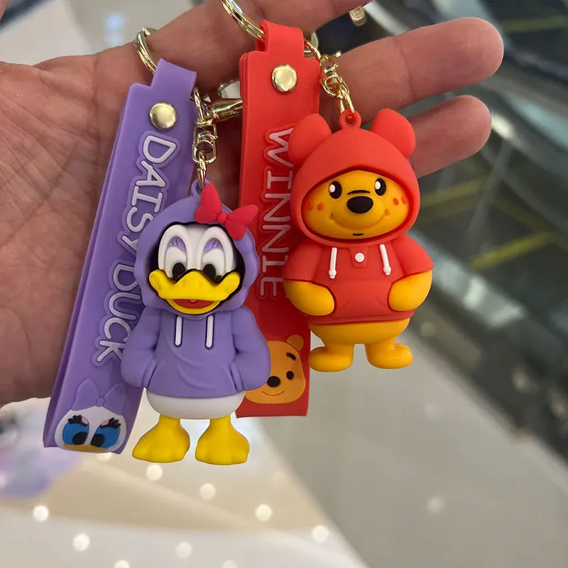 Disney Cartoon Fashion Clothing Figure portachiavi Cute Mickey Minnie Donald Duck Pooh Bear portachiavi regali per gli amici fan