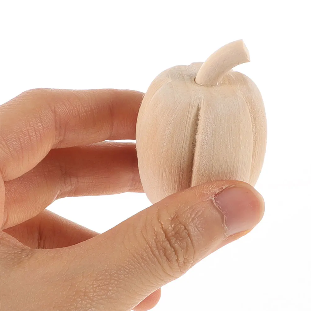 

2pcs Handcrafted Wooden Pumpkins Festive Autumn Decor Mini Carved Craft Halloween Fall Season Small Wood Pumpkin Set Fake
