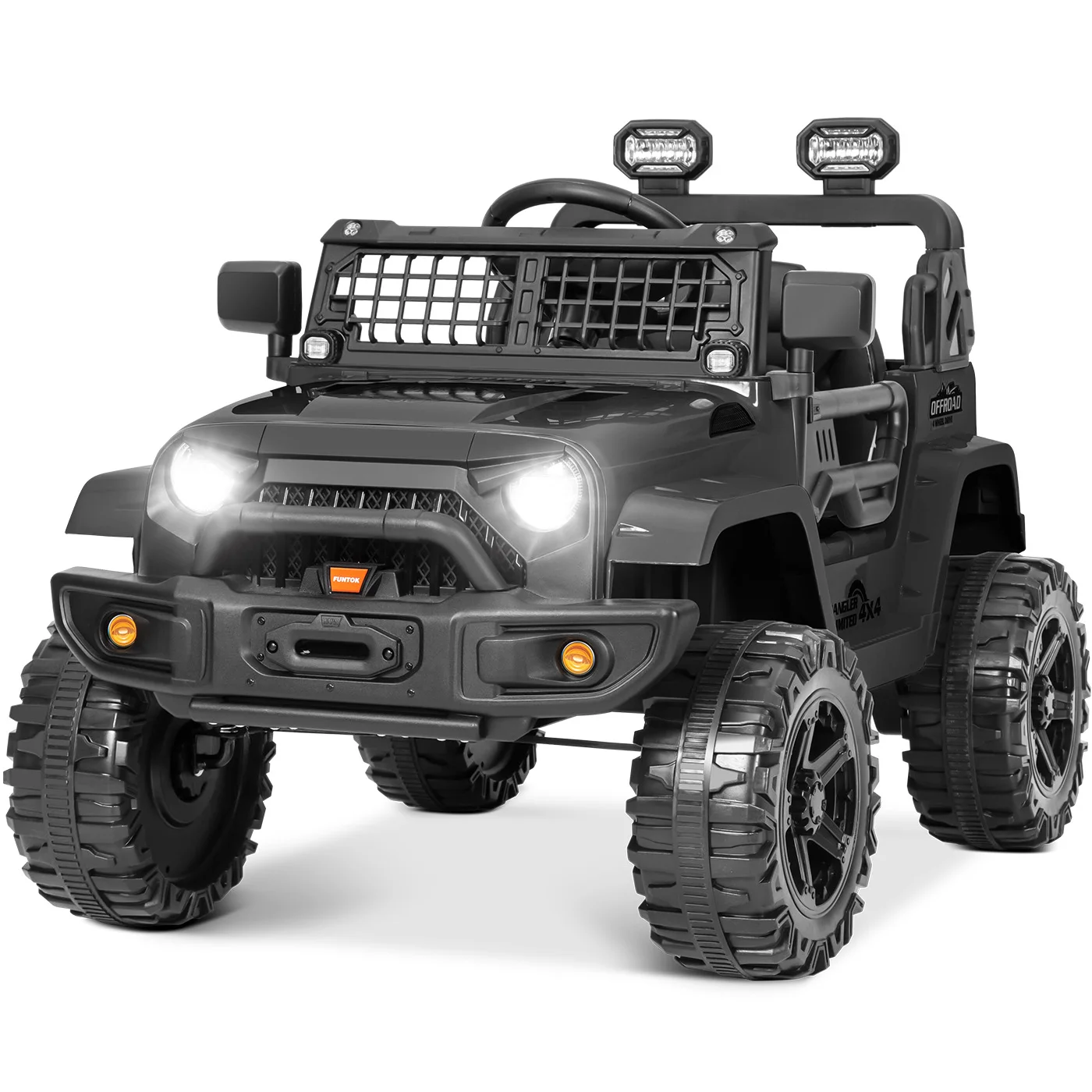 Funtok 12V Remote Control Ride On Truck Two-wheel Drive  Single Set Battery Powered Electric Ride On Car LED Lights Kids' Ride