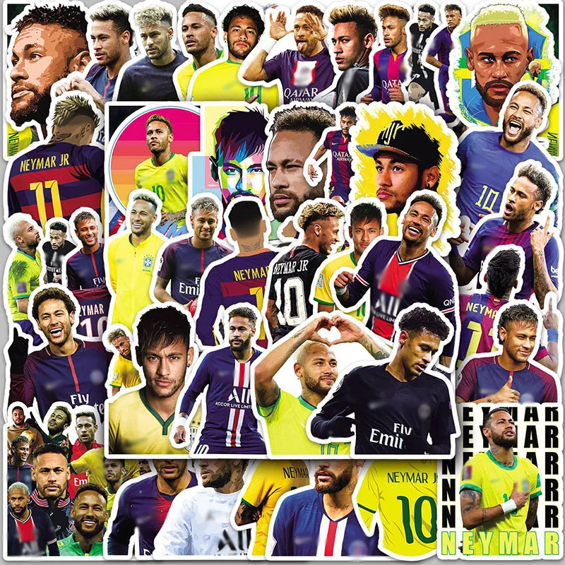 Bandai 50PCS Soccer Player Neymar Stickers Phone Trunk Refrigerator Waterproof Anime Stickers Anime Figure Image Toys Sticker