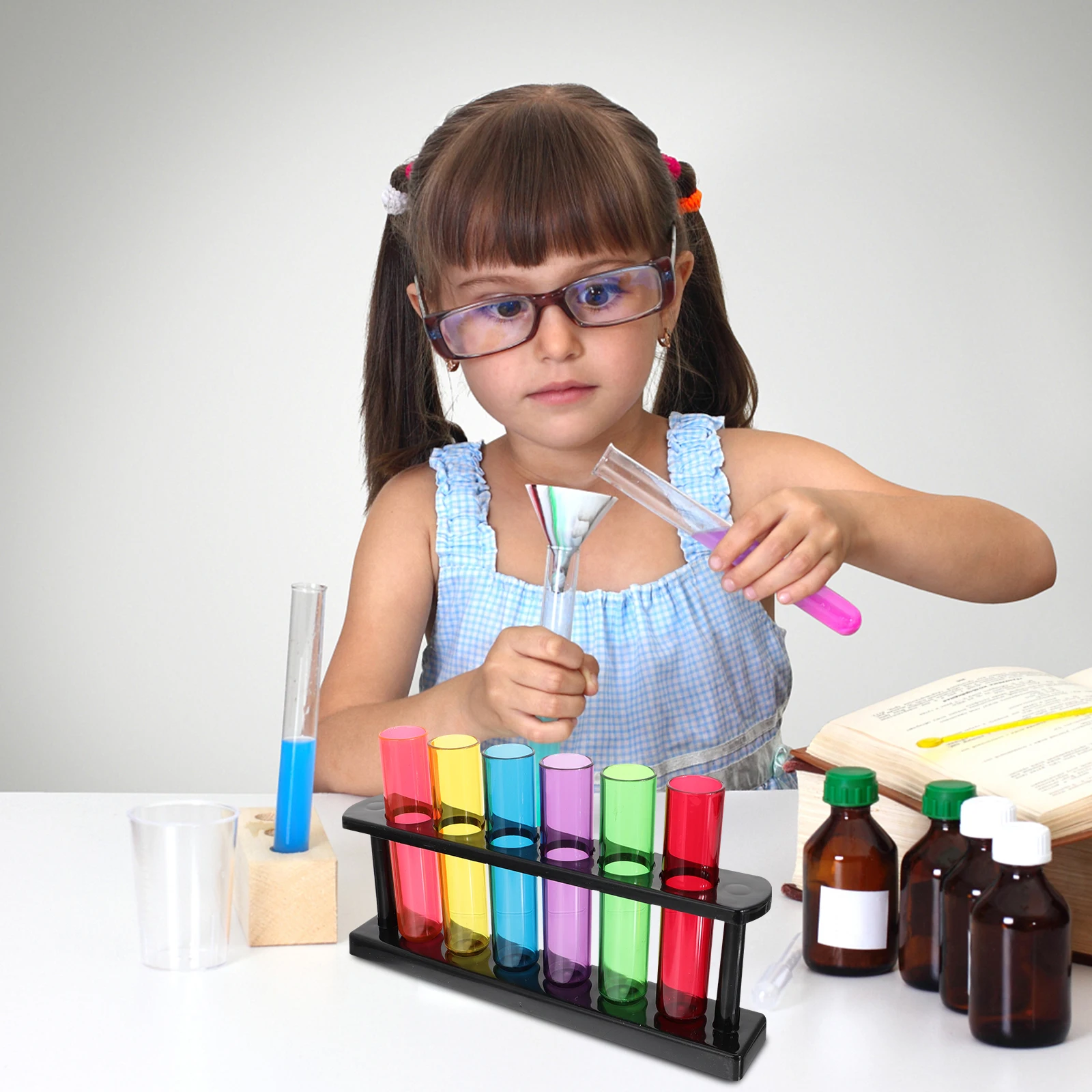 

1 set 1 Set Plastic Test For Science Experiments Clear Transparent Kids Supplies Educational Test Tubes