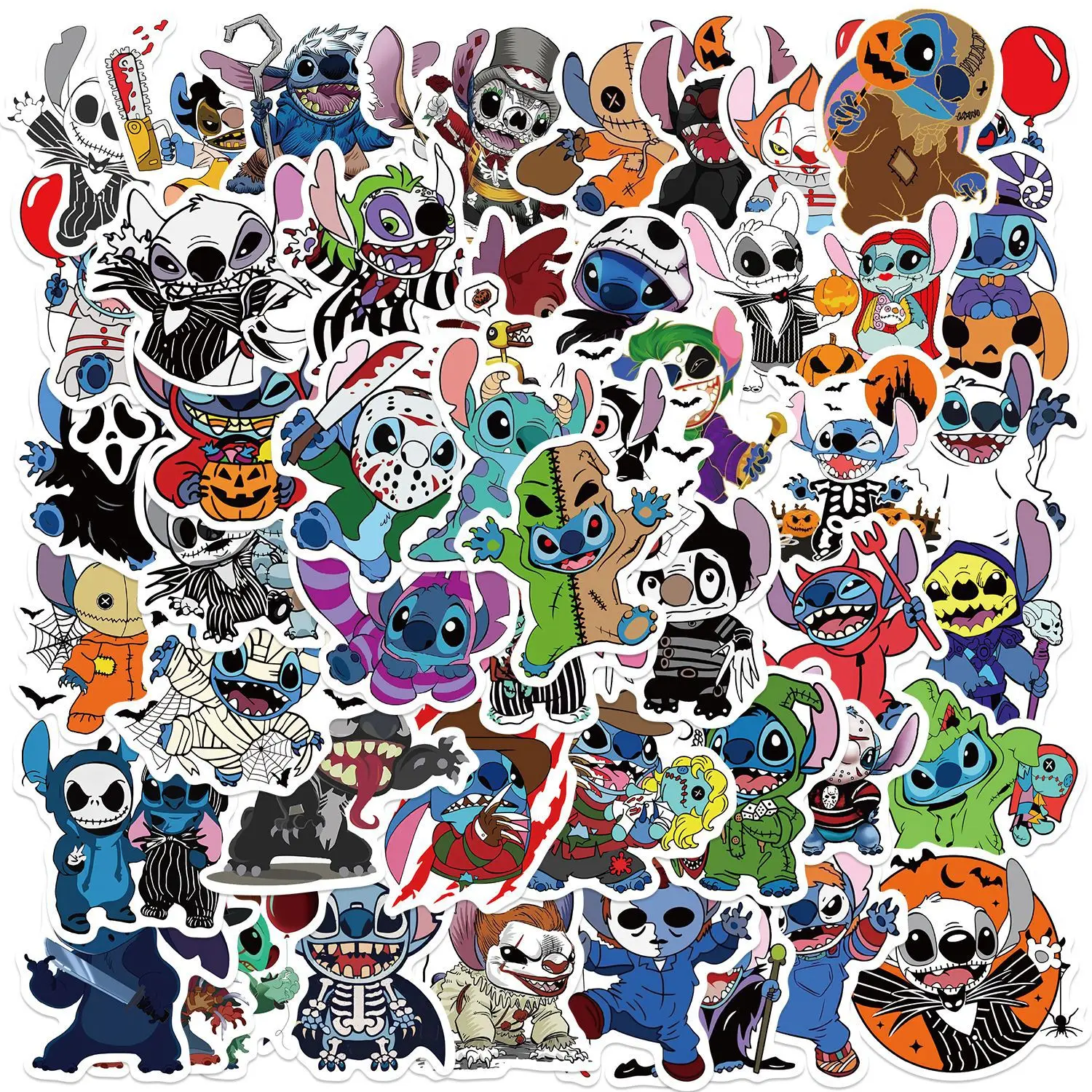 

10/50PCS Halloween Horror Cartoon Lilo & Stitch Stickers DIY Diary Phone Guitar Skateboard Cup Graffiti Decals Fun Classic Toy