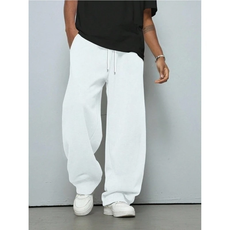 

American Street Men's Straight Leg Casual Sports Pants for Autumn and Winter, New Solid Color Casual Jogging Sports Pants
