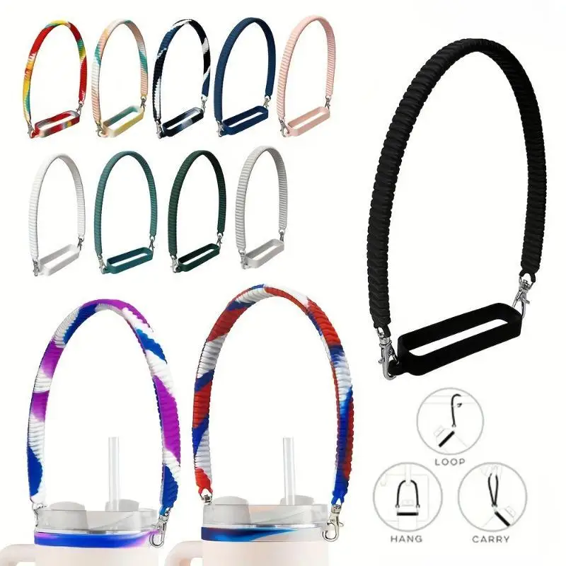 Silicone Water Bottle Handle Sling Strap Soft Durable Universal Fit 8-40oz Bottles for Hiking Gym Travel Daily Use