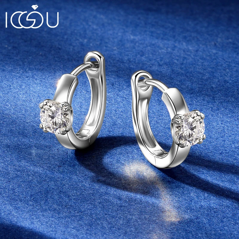 

Серьги-кольца IOGOU из 100% серебра S925 D0,5 карата с муассанитом и одним камнем с сертификатом, женские обручальные серьги, ювелирные изделия, подарок
