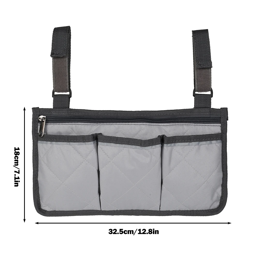 Universal Walker Bag Armrest Side Storage Bag Seat Armrest Storage Bag Rollator Organizer Pouch Wheelchair Scooter Side Bag