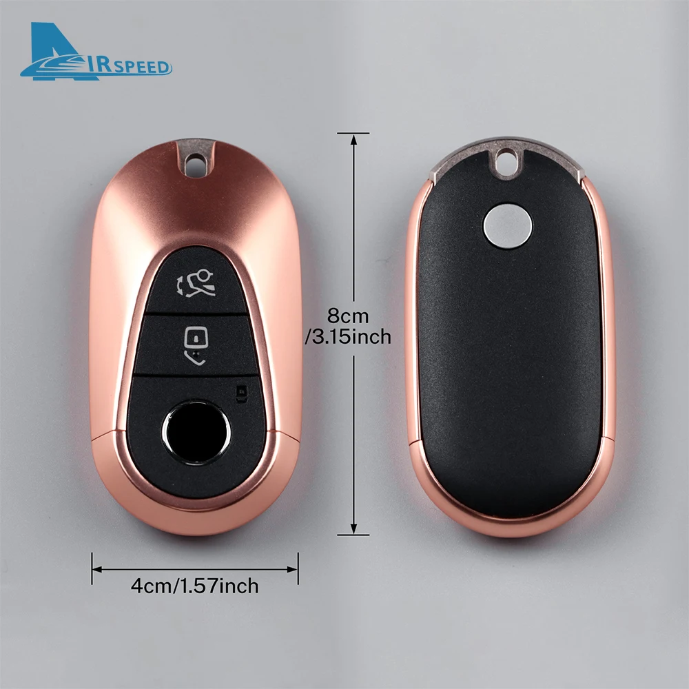 Car Remote Key Case Cover-Rose Gold for Mercedes Benz 2022 2023 C S Class W206 W223 S350 C260 C300 S400 S450 S500 Key Shell Trim