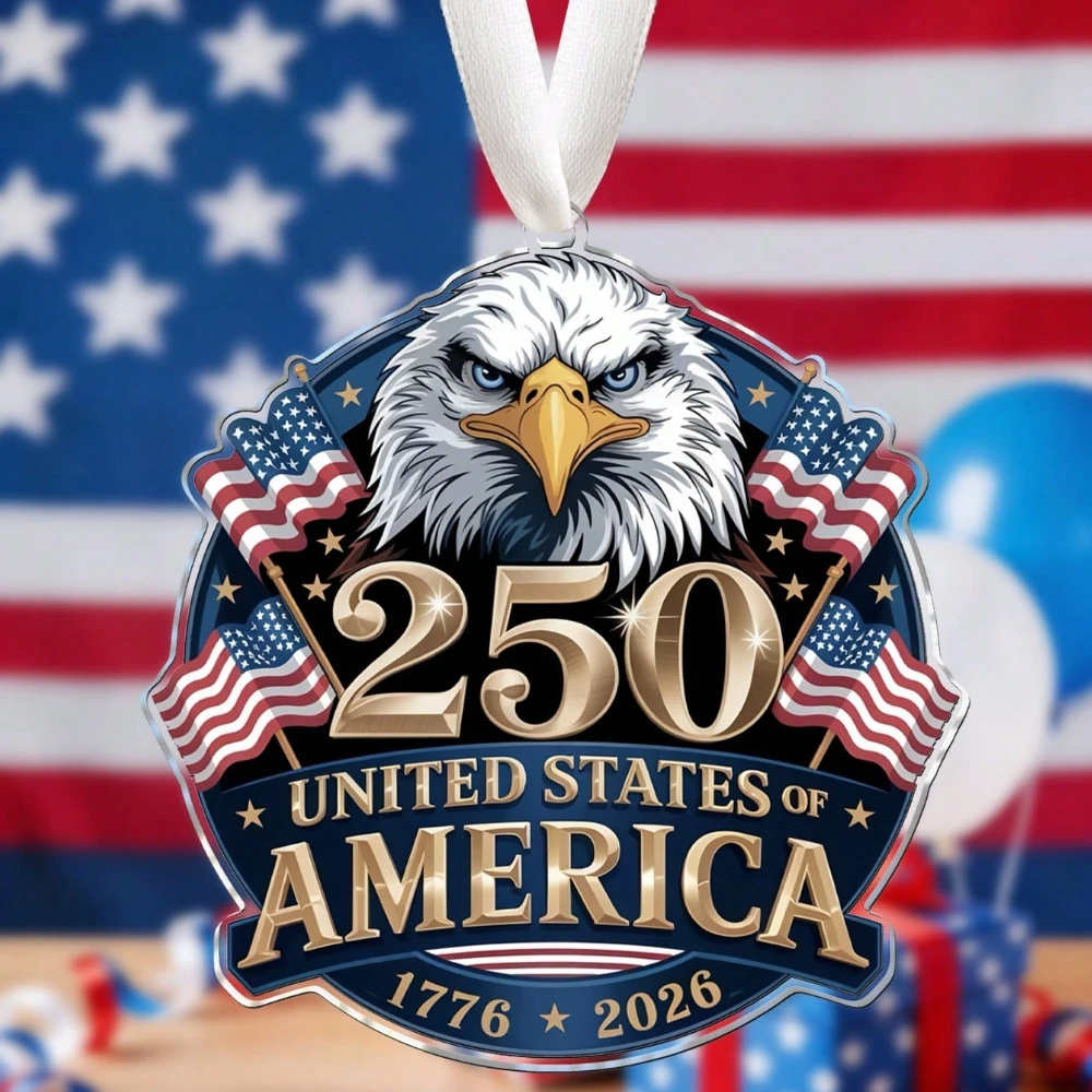 commemorative acrylic hanging ornament for the 250th anniversary of the founding of the United States.