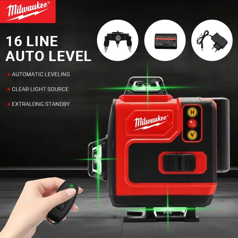 

Genuine Milwaukee Battery 6Lines 4DLaser High-precision Green Line Self-leveling Portable 360-degree Green Beam Level Meter