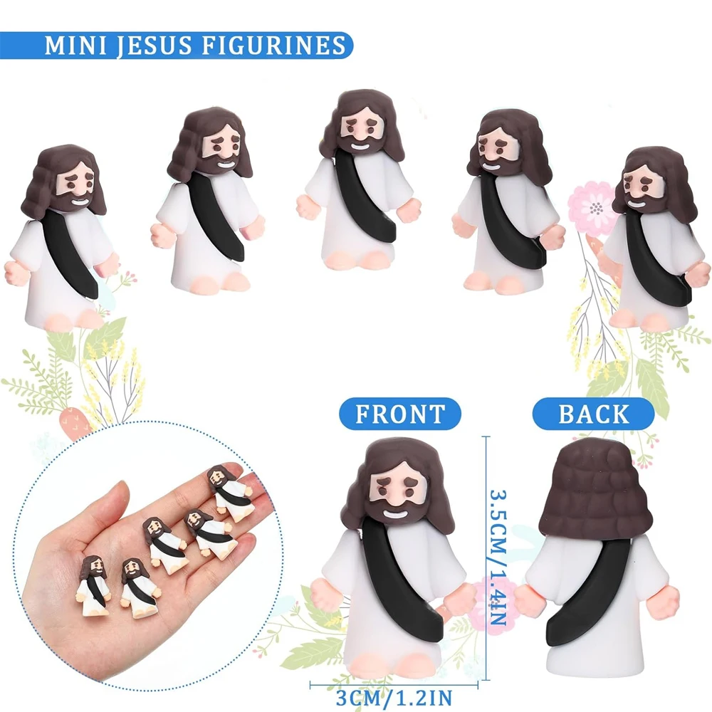 5/10pcs Bulk Mini Rubber Jesus Miniatures, Little Doll Figures, Micro Landscape Home Desk Party Favors DIY Craft Decoration