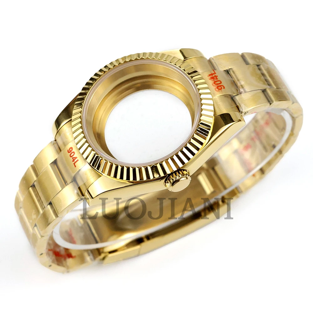 

Black/Gold PVD Watch Case and Oyster Bracelet 36mm/39mm for Datejust NH35 NH36 movement 28.5mm Dial Sapphire Glass Waterproof