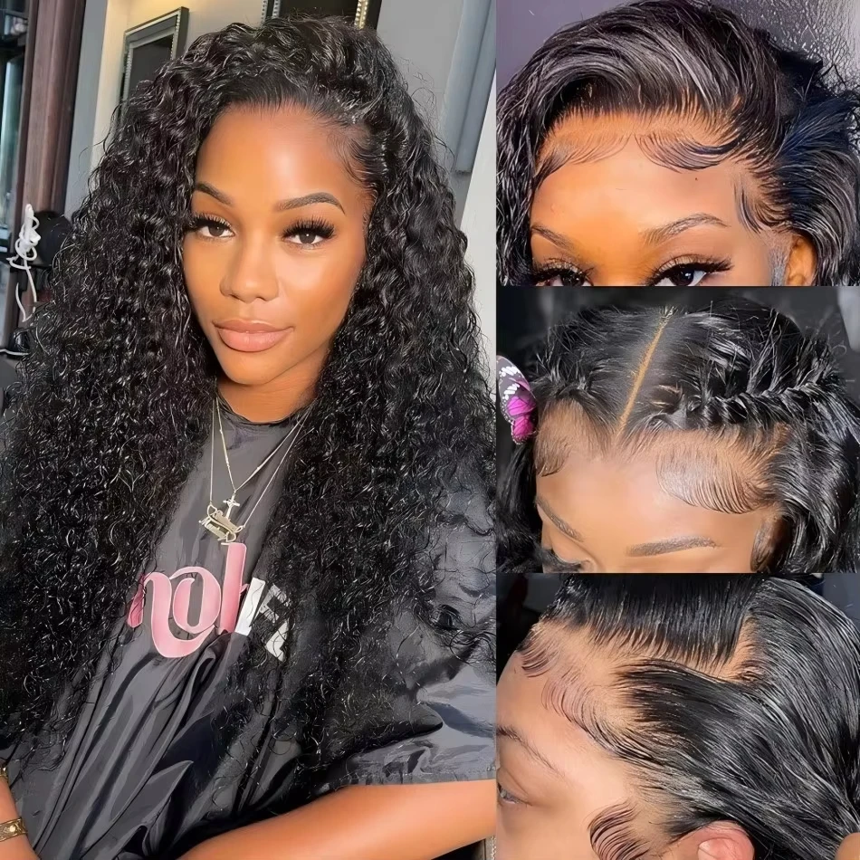 

Deep Wave 13x4 200 Density 13x6 Curly Lace Front Human Hair Water Wave 30 40 Inch Wig Pre Plucked HD Lace Frontal Glueless Wigs