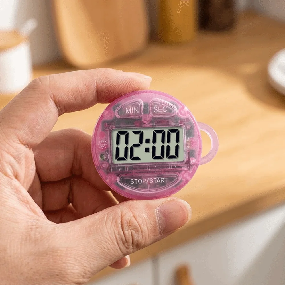 Multifunctional LCD Display Digital Timer Handheld Round Countdown Timer Count Up Down Multi-Function Keychain Timer Study Area