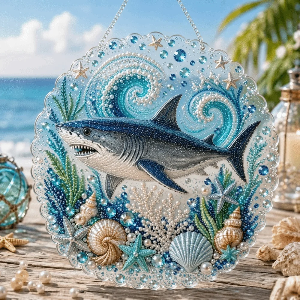 Ocean Pearl Art Pearl Art DIY Kit Sparkling Finish Complete Craft Set Pearl Painting Craft Set Diamond DIY Hanging Ornament Kit