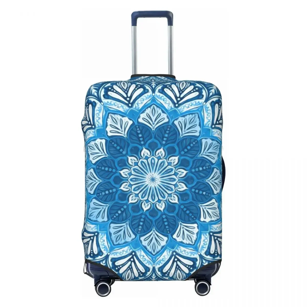 Vintage Boho Floral Suitcase Cover Blue Mandala Cruise Trip Protection Vacation Fun Luggage Supplies