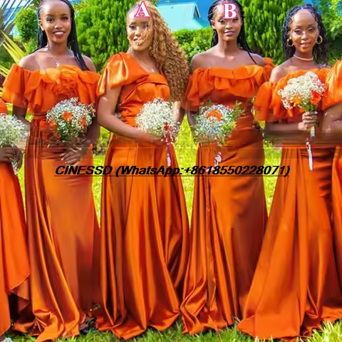 Mermaid Bridesmaid Dresses Waistline Cap Ruffles Off Shoulder Plus Size Customized Long Wedding Party Dress Vestidos De Festa