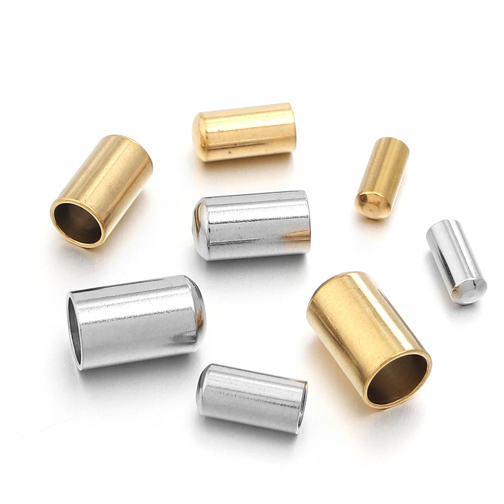 10–20 Stück 2/3/4/5 mm Edelstahl-Crimpschlösser, Kordel-Armband-Verschlüsse, Endkappen für DIY-Schmuckherstellung, Leder-Halsketten-Zubehör