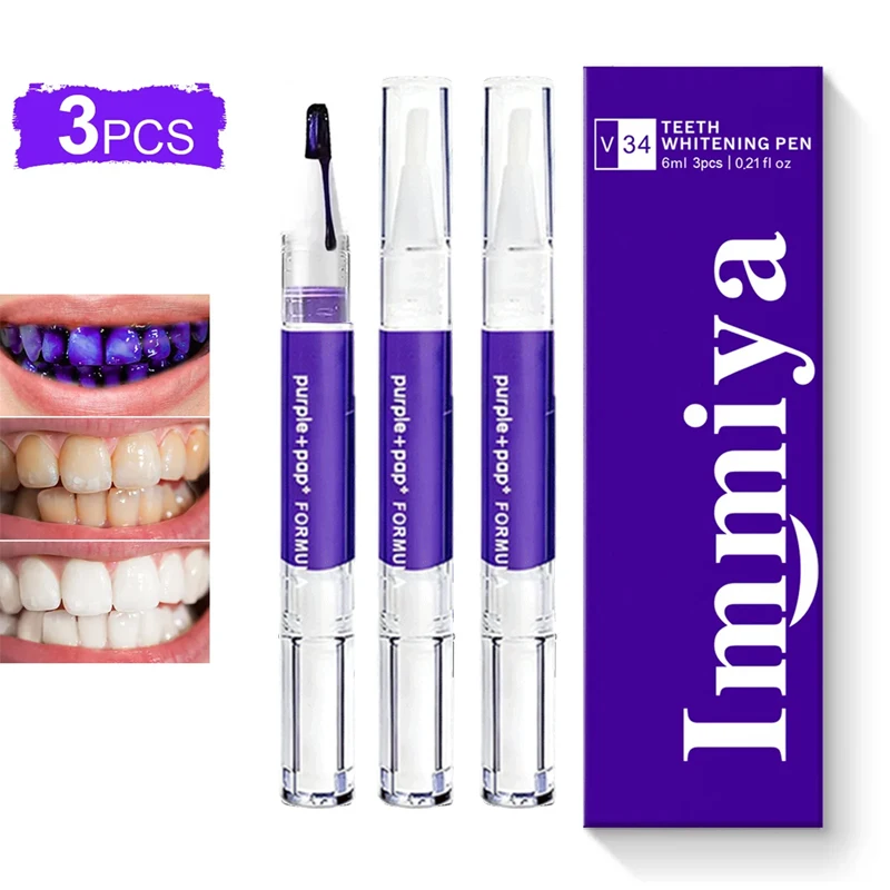 Light purple fast-acting teeth whitening pen + stain-removing toothpaste set: Deeply cleans plaque and fades stains.