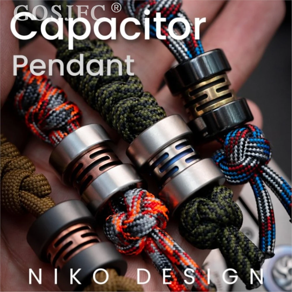 LAUTIE Capacitor Pendant Titanium Alloy Zirconium Alloy Knife Beads Survival Paracord EDC Decorative Accessories